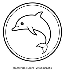 Dolphin Icon Vector Illustration in a Circle High-Quality Graphics