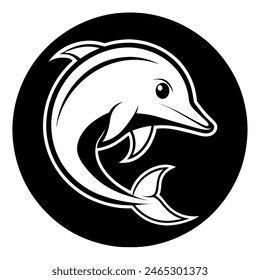 Ilustración vectorial de iconos de delfín en un círculo