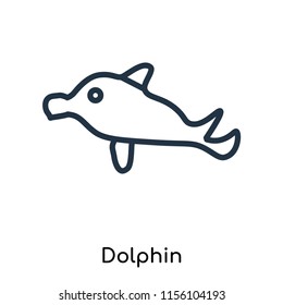 Dolphin icon vector isolated on white background, Dolphin transparent sign , thin symbols or lined elements in outline style