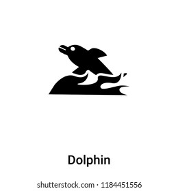 Dolphin icon vector isolated on white background, logo concept of Dolphin sign on transparent background, filled black symbol