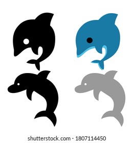 Dolphin icon vector isolated on white background.