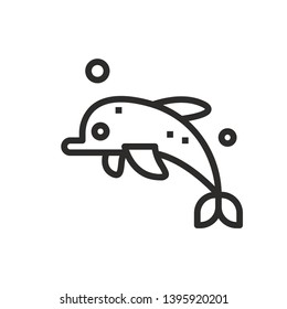 Dolphin icon vector. Dolphin symbol. Linear style sign for mobile concept and web design. Dolphin symbol illustration. Pixel vector graphics - Vector.
