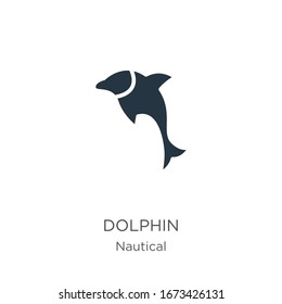 Dolphin icon vector. Trendy flat dolphin icon from nautical collection isolated on white background. Vector illustration can be used for web and mobile graphic design, logo, eps10