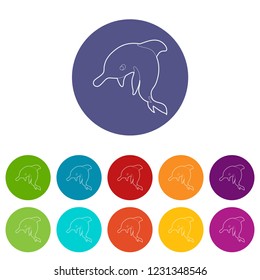 Dolphin icons color set vector for any web design on white background