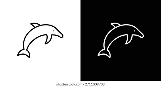 Iconos del delfín. iconos del vector del dibujo de la línea