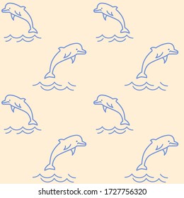 Dolphin-Symbole Meerestierhintergrund Nahtlose Mustervektor-Darstellung