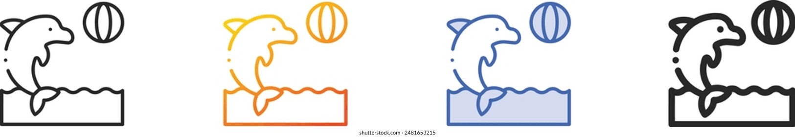 dolphin icon.Thin Linear, Gradient, Blue Stroke and bold Style Design Isolated On White Background
