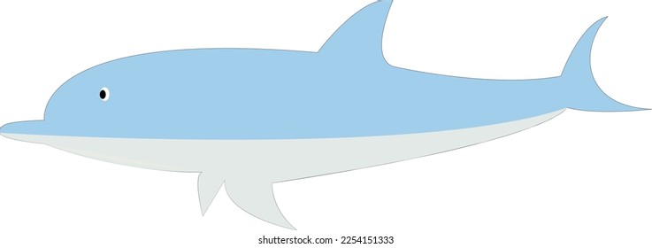 Dolphin Illustration for children book or flash card, A simple flat vektor