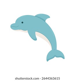 Dolphin illustration in flat style on white background