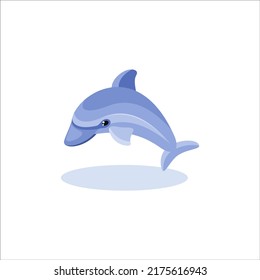 ilustración de delfín fondo blanco de color azul vectorial