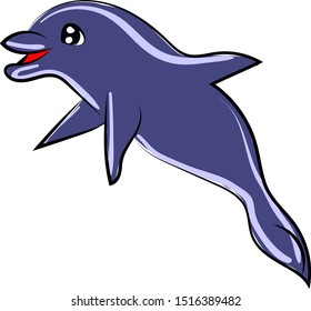 Delfín, ilustración, vector sobre fondo blanco.