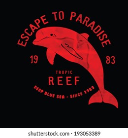 dolphin illustration vector print