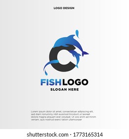 Dolphin Initial C Logo Template