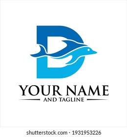 Dolphin Initial D Logo Template.