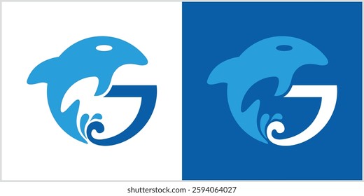 Dolphin and initial G Vector illustration.