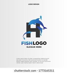 Dolphin Initial H Logo Template