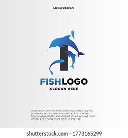 Dolphin Initial I Logo Template