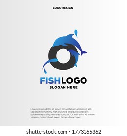 Dolphin Initial O Logo Template