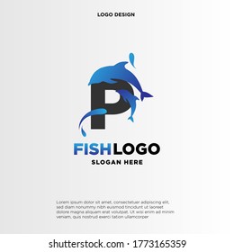 Dolphin Initial P Logo Template