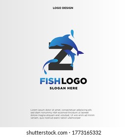 Dolphin Initial Z Logo Template