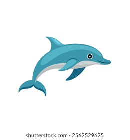 Dolphin isolated flat vector illustration on white background.