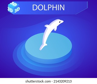 Dolphin isometric design icon. Vector web illustration. 3d colorful concept