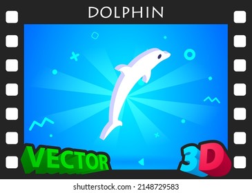Dolphin isometric design icon. Vector web illustration. 3d colorful concept