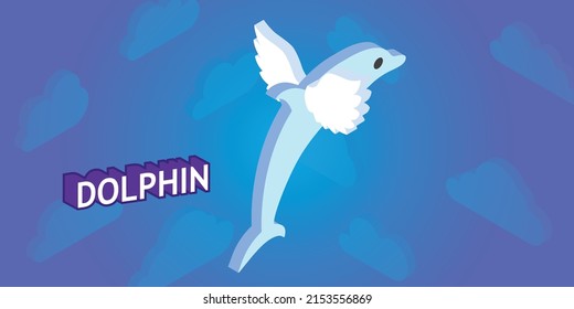 Dolphin isometric design icon. Vector web illustration. 3d colorful concept