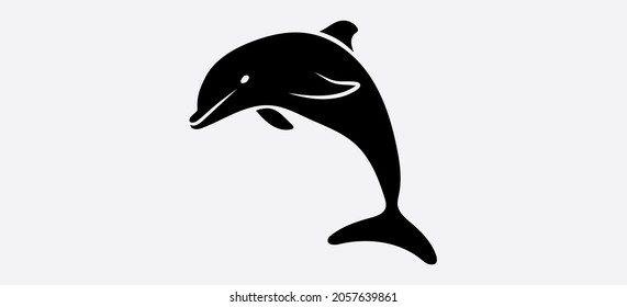 Dolphin jump icon. A black symbol isolated on a white background. The sea symbol. Logo template. Vector illustration