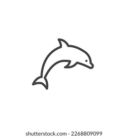 Dolphin jump line icon. linear style sign for mobile concept and web design. Dolphin outline vector icon. Symbol, logo illustration. Vector graphics