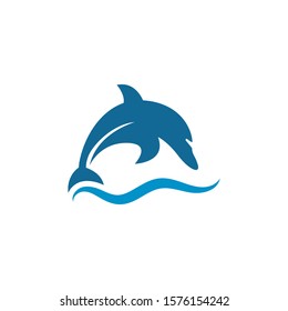 Dolphin jump logo or icon vector template