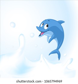 Dolphin jump in milk sea - vector illustration