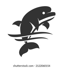 Dolphin jumping above waves Icon Illustration Brand Identity