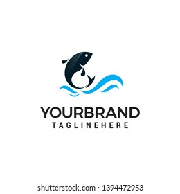 Dolphin jumping above waves logo design concept template vector