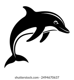 Dolphin Jumping in Air  silhouette Vector logo icon Art Illustration Isolated on White Background

