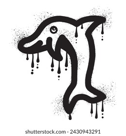 Dolphin jumping with black spray paint art