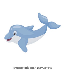 Dolphin jumping character vector illustration funny animal fun ocean mammal wildlife marine aquatic nature fish.