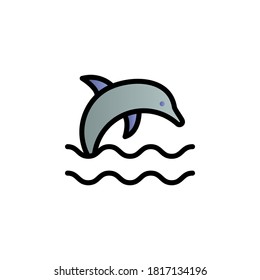 Dolphin, jumping color gradient vector icon