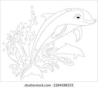 página del libro de coloración de saltos de delfines