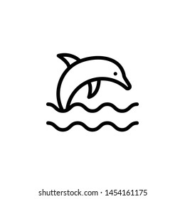 dolphin, jumping icon. Simple thin line, outline illustration of water icons for UI and UX, website or mobile application