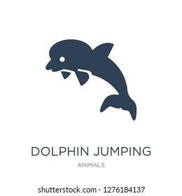 dolphin jumping icon vector on white background, dolphin jumping trendy filled icons from Animals  collection, dolphin jumping vector illustration