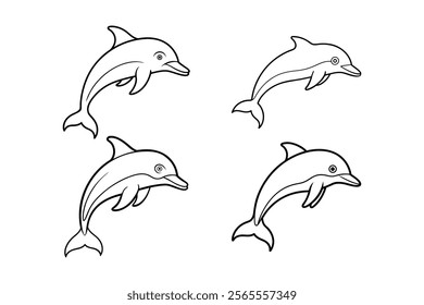 Dolphin Jumping line art icon on white background