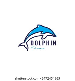 dolphin jumping line colored logo design vector designs