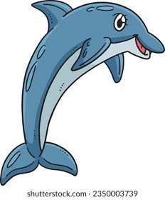 Dolphin Jumping Out Cartoon Colored Clipart 