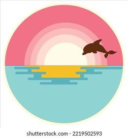 dolphin jumping out of the sea during sunrise