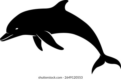  Golfinho saltando da água em fundo branco.Ilustração do logotipo do golfinho.