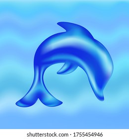 Dolphin jumping out of water. Premium vector.