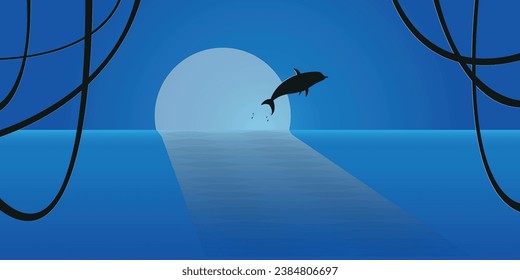 dolphin jumping over the sea at sunset