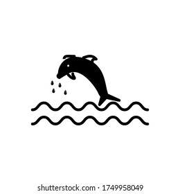 Dolphin, jumping, sea icon with glyph style for your web design, logo, UI. illustration