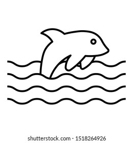 Dolphin Jumping Show Holiday Vector Icon Design